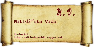 Miklóska Vida névjegykártya